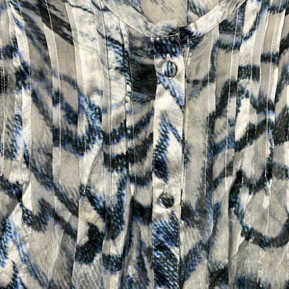 Derek Lam Sheer White Blue Black Cami Blouse - Picture 2 of 10